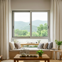 Ventanas Corredizas Modernas de Aleación de Aluminio para Casas y Tiendas - Insonorizadas, Resistentes al Viento, Aislamiento Térmico, Cortinas Colgantes - Fácil Instalación en Sala de Estar
