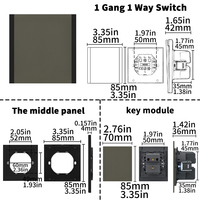 Interruptores y Enchufes de Pared WESA Ultrafinos con Botón Pulsador EU 1/2/3 Vías, Enchufe de Alimentación de 1 Vía, Combinación Libre, Diseño Moderno de Lujo