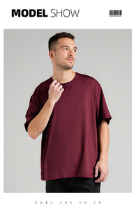 Người Đàn Ông Của 100% Cotton T-Shirts Chất Lượng Cao Mùa Hè Tay Áo O-Cổ Thiết Kế 240 Gram Vải Dệt Kim Đồng Bằng Nhuộm Kỹ Thuật Số Mặc Giản Dị - Product Image 2