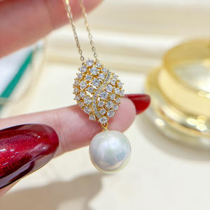 Colgante de Plata S925 con Cuentas Redondas de 10-17 mm, Soporte para Colgante de Collar de Moda DIY 31109, Accesorio para Perlas - Product Image 1