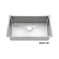 Évier de cuisine monobloc en acier inoxydable poli 201/304 de haute qualité, à cuve unique, grande capacité, robuste