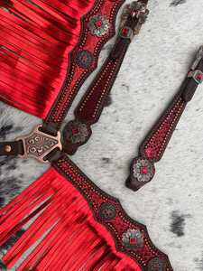 Collier de poitrine à franges en cuir de vache véritable de qualité supérieure fait à la main avec Conchos cheval tack mode occidentale - Product Image 4