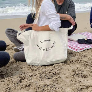 حقيبة تسوق قماشية كبيرة الحجم قابلة للتخصيص، حقيبة حمل قماشية للسفر مع مقابض - Product Image 3