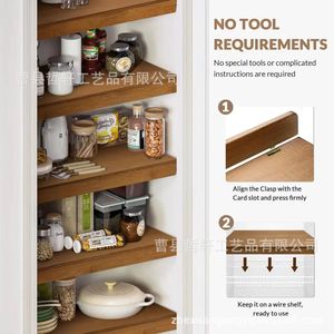 Étagère de rangement multi-niveaux en bois massif, organisateur d'armoire de cuisine, profondeur 8-11,9 pouces, utilisation portable pour salle de bain et salon - Product Image 1