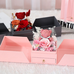 Caja de Regalo de Doble Puerta con Rosa Eterna, Regalo de San Valentín para Novia, Regalo de Cumpleaños, Caja de Joyería con Rosa Eterna - Product Image 1