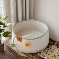 Nid pour animaux de compagnie en coton et lin tissé extra large, coussin solide pour chats, pour les foyers multi-chats