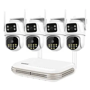 Wireless PTZ 8MP WIFI Monitoring System Two Way Audio House Protection IP Cam NVR Kit Video Wireless Security Camera System