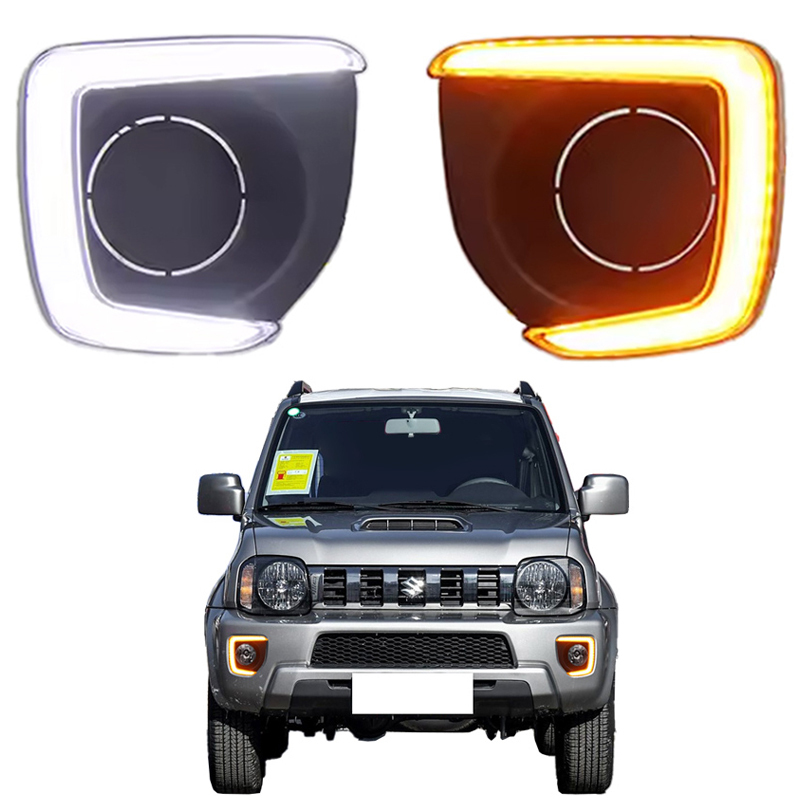 Front Headlight Frame Covers For Suzuki Jimny (2007-2015) - Black, Metal, 3M Tape Installation