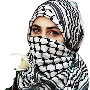 CCY Ready Stock Palestine Hijab Keffiyeh Head Scarf Arabic Men Black And White Shemagh Kuffiyeh Yashmagh Kufiya Scarf