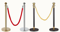 Poteau de délimitation en acier inoxydable doré avec corde rouge pour tapis, idéal pour hôtels, mariages et événements (poste de gestionnaire, poteau de barrière, poteau de délimitation, poteau de sécurité)