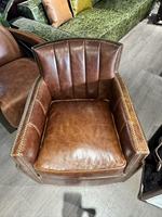 Fauteuil pivotant en cuir véritable de style loft américain, fauteuil d'appoint vintage de style industriel