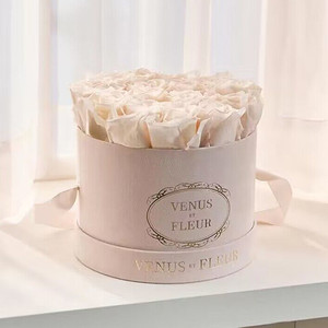 Круглая картонная подарочная коробка с логотипом розы, Подарочная коробка с цветами, упаковка с ленточной ручкой - Product Image 3