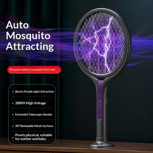 Matamoscas Eléctrico Telescópico Giratorio de 90 Grados, Asesino de Moscas y Mosquitos con Mango Extensible, Recargable, Eliminador de Insectos - Product Image 1