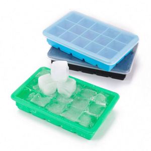 Moule à glaçons carrés à 15 cavités en silicone avec couvercle, facile à démouler - Product Image 1