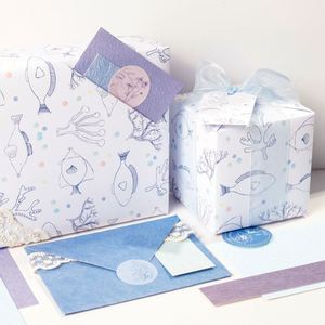 Venta al por mayor 80g mar arte papel tisú 43*300cm regalo de lujo embalaje personalizado rollo de papel de regalo - Product Image 5