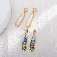 Boucles d'oreilles pendantes texturées en coquille d'ormeau avec pendentif en pierre pour femmes européennes et américaines, bijoux d'oreille originaux pour filles
