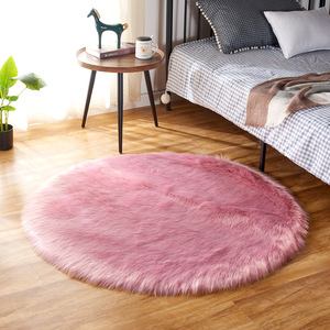 Jade Coin Plush Round Rug Solid Color 60 Cm Modern Bedroom Floor <b>Mat</b> Cushioned Area Rug For Bedside <b>Dressing</b> <b>Table</b> - Product Image 2