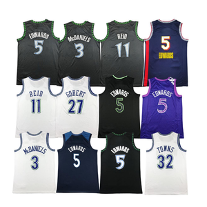 Nouveaux maillots de basketball cousus pas chers 2026 – 5 Edwards, 3 McDaniel, 11 Reid, 27 Gobert, 32 Towns - Product Image 1