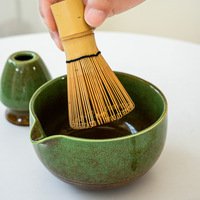 Bol à matcha avec bec verseur, outil à matcha, brosse, bol à thé, ensemble de mélangeurs, céramique japonaise, glaçure de four, cérémonie du thé Hyakutenri