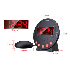 <span class=keywords><strong>Réveil</strong></span> vibrant pour les gros dormeurs - Fonction Snooze à vibration sonique, double alimentation numérique (USB/Batterie), horloge de chevet puissante - Product Image 3