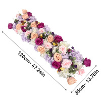 Rangkaian Bunga Pernikahan Buatan 120cm Ungu Pink Mawar Hydrangea untuk Dekorasi Lengkungan, Latar Belakang, Lorong, dan Pesta