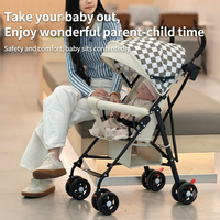 Poussette Bébé à Châssis Argenté 3,7 kg avec Grand Panier de Courses, Siège Unique, Lin 300D pour le Shopping Urbain, Vente en Gros OEM