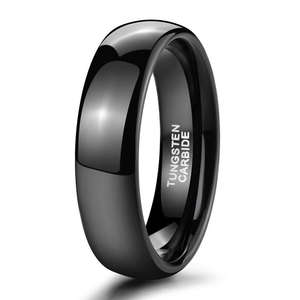 Comfort Fit Klassieke trouwring Wolfraamcarbide Koepelvormige hoogglans belofte ringen Mannen Vrouwen Trendy zwart vergulde mode-sieraden - Product Image 1