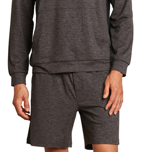 ชุดฮู้ดดี้และกางเกงขาสั้นผู้ชายผ้าเนื้อนุ่ม ระบายอากาศ แห้งเร็ว สีพื้น สไตล์สตรีทแวร์ ชุดลำลองสำหรับฤดูหนาว - Product Image 5