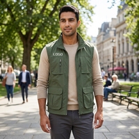 Hommes de haute qualité réversible Style Logo extérieur travail Photo pêche fermeture à glissière printemps été Cargo gilet