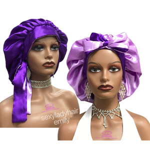 Gorros de Dormir para Cabello Largo con Logotipo Personalizado y Pañuelos de Satén para el Cabello, Gorro de Seda Grande de Diseñador con Lazo - Product Image 3