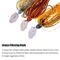 Leurre de pêche Chatterbait à lame hexagonale vibrante, jupe en silicone, tête lestée, hameçon simple, pour achigan, brochet, musky, poisson-serpent