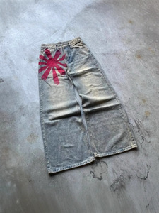 牛仔裤 洗涤浮石 特制喇叭裤 Y2K 宽松印花牛仔裤 男士喇叭裤 设计品牌男士牛仔裤 - Product Image 2