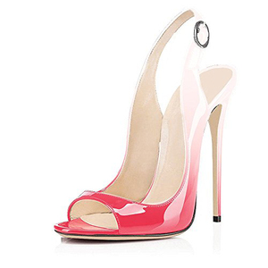 Sandalias de tacón alto para mujer, de charol, con degradado de color, zapatos de vestir, slingbacks con correa de hebilla, destalonados, de punta abierta, tacón de aguja - Product Image 1