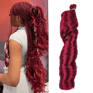 Extensions de Cheveux Synthétiques 150g, Style Vague Ample, Tresses Crochet <span class=keywords><strong>Boucles</strong></span> Spirales, Tresses Françaises Bouclées - Product Image 1