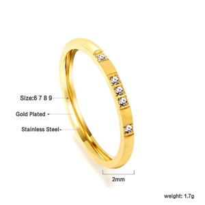 Bague en acier inoxydable ZIRCON plaqué or 18 carats avec diamants, bijoux de mode hip-hop pour hommes - Product Image 2