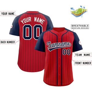 Maillot de baseball personnalisé unisexe pour adulte, rayé, avec nom et numéro brodés, col de baseball anti-humidité, design sublimé - Product Image 2
