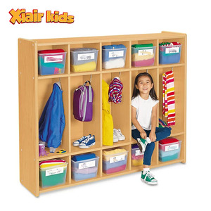 Xiair Kids Bằng Gỗ Montessori Quần Áo Giày Lưu Trữ Với Organizer Bằng Gỗ Cubbies & Tủ Khóa Cho Tủ Ba Lô Lưu Trữ