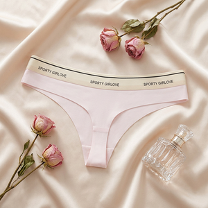 Wholesale Women's Pink Ice Silk <b>Seamless</b> <b>Thong</b> Panties Ultra-thin Low-Rise T-back <b>Thong</b> Quick Dry Comfortable Sports Underwear - Product Image 3