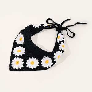Bandana Triangular de ganchillo con margaritas, pañuelo de punto hecho <span class=keywords><strong>a</strong></span> mano para la cabeza, Primavera - Product Image 2