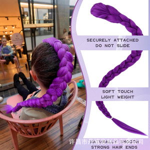 Commerce extérieur transfrontalier : Perruque tressée violette <span class=keywords><strong>Lumi</strong></span> Demon Hunter Squad Euro-Américaine, extension de cheveux tressés colorés - Product Image 3