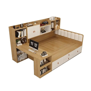 Cadre de lit en tatami personnalisé en bois avec grands compartiments de rangement, structure de lit durable, design moderne, taille complète pour les chambres - Product Image 4