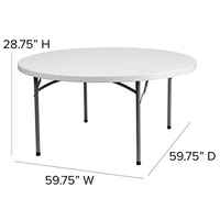 Outdoor 8-10 Sitzplätze Weißer 60 Zoll HDPE Kunststoff Esstisch Bankett 5 Fuß Runder Klapptisch für Veranstaltungen