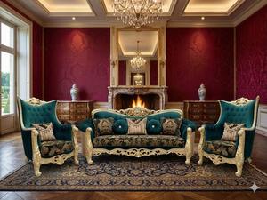 Canapé modulable Royal Crown sculpté à la main de qualité supérieure, élégant, en bois massif, pour salon - Product Image 3