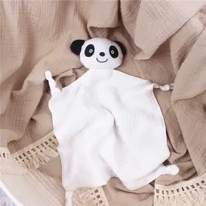 Manta de algodón de muselina para bebé, juguete de felpa, toalla relajante, edredón de seguridad para bebé, manta de Panda encantador, venta al por mayor