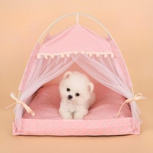 Tienda de campaña plegable para perros al por mayor, casa portátil rosa para perros, tienda de campaña acogedora y transpirable para mascotas - Product Image 3
