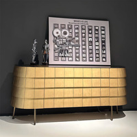 Buffet de luxe haut de gamme en acier inoxydable doré Meuble de table de contrôle d'entrée élégant en acier inoxydable doré pour l'entrée de la salle à manger