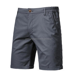Short d'été en coton pour hommes Pantalon à taille élastique Plus Size Solid Casual Poches Straight Shorts - Product Image 5