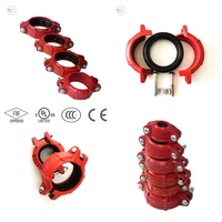 Raccords de pulvérisateurs d'incendie en fonte ductile rouge haute pression approuvés FM, raccord rainuré pour systèmes de protection incendie