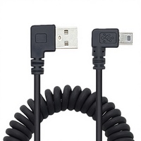 Kabel Data Spiral Spring Retractable USB-A ke Micro USB dengan Kepala Ganda untuk Pengisian Daya dan Transfer Data Ponsel