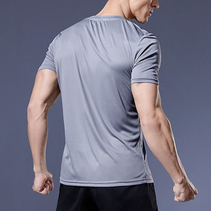 T-shirt de course pour homme en polyester de haute qualité, séchage rapide, col rond, vêtements d'entraînement, vêtements de sport, hauts de sport - Product Image 2